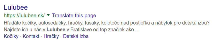 Meta description Lulubee.sk