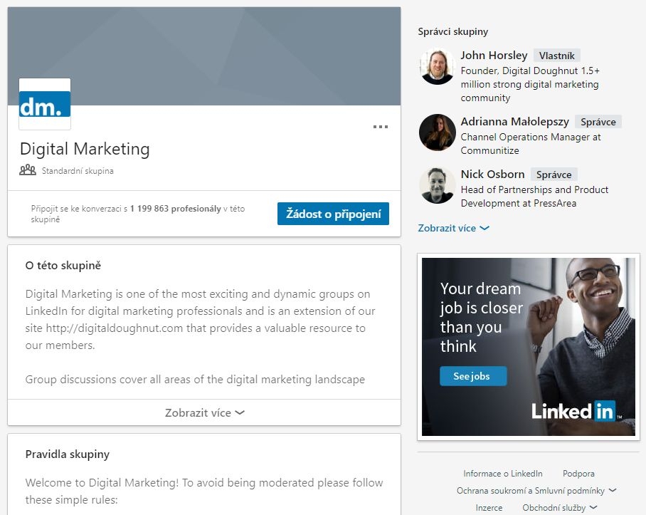 Skupiny na linkedin