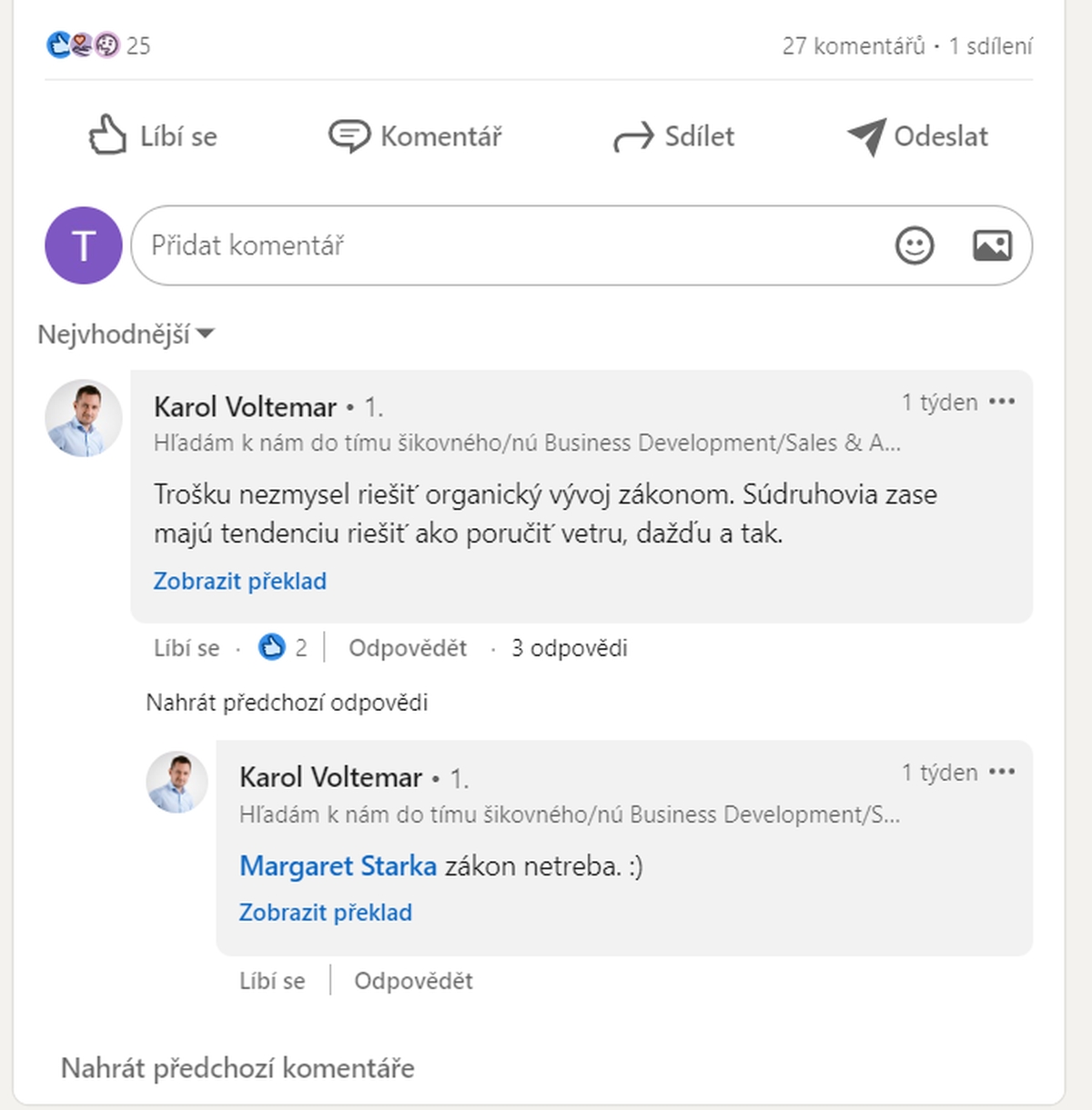 Komentovanie príspevkov zviditeľňuje osobný profil na LinkedIn